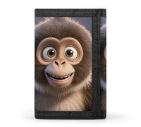 HETVBNS TriFold Wallet with 8 Card Slots & Keychain | Durable Polyester | Compact Cartoon Brown Monkey Wallet for Travel