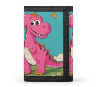 HETVBNS TriFold Wallet with 8 Card Slots & Keychain | Durable Polyester | Compact Cartoon Dinosaur Images Wallet for Travel