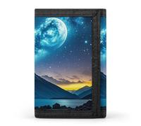 HETVBNS TriFold Wallet with 8 Card Slots & Keychain | Durable Polyester | Compact Celestial Night Sky Wallet for Travel