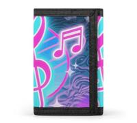 HETVBNS TriFold Wallet with 8 Card Slots & Keychain | Durable Polyester | Compact Colored Musical Notes Wallet for Travel