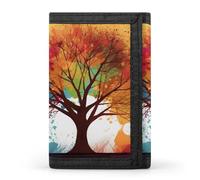 HETVBNS TriFold Wallet with 8 Card Slots & Keychain | Durable Polyester | Compact Colorful Tree Wallet for Travel
