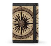 HETVBNS TriFold Wallet with 8 Card Slots & Keychain | Durable Polyester | Compact Compass Wind Road Map Wallet for Travel