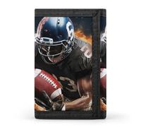 HETVBNS TriFold Wallet with 8 Card Slots & Keychain | Durable Polyester | Compact Cool American Football Wallet for Travel