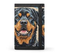 HETVBNS TriFold Wallet with 8 Card Slots & Keychain | Durable Polyester | Compact Cool Rottweiler Dog Art Wallet for Travel