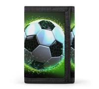 HETVBNS TriFold Wallet with 8 Card Slots & Keychain | Durable Polyester | Compact Cool Soccer Ball Wallet for Travel