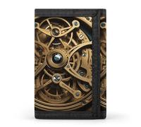 HETVBNS TriFold Wallet with 8 Card Slots & Keychain | Durable Polyester | Compact Cool Steampunk Gears Wallet for Travel