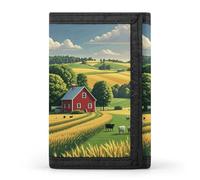 HETVBNS TriFold Wallet with 8 Card Slots & Keychain | Durable Polyester | Compact Country Farm Wallet for Travel