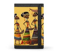 HETVBNS TriFold Wallet with 8 Card Slots & Keychain | Durable Polyester | Compact Creative African Culture Wallet for Travel