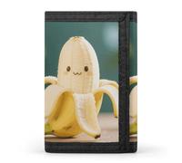 HETVBNS TriFold Wallet with 8 Card Slots & Keychain | Durable Polyester | Compact Cute Banana Wallet for Travel