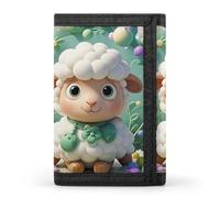 HETVBNS TriFold Wallet with 8 Card Slots & Keychain | Durable Polyester | Compact Cute Cartoon Sheep Wallet for Travel