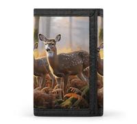HETVBNS TriFold Wallet with 8 Card Slots & Keychain | Durable Polyester | Compact Cute Deers Wallet for Travel