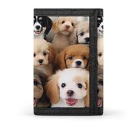 HETVBNS TriFold Wallet with 8 Card Slots & Keychain | Durable Polyester | Compact Cute Dogs Wallet for Travel