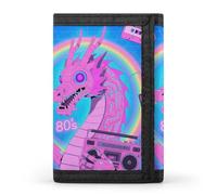 HETVBNS TriFold Wallet with 8 Card Slots & Keychain | Durable Polyester | Compact Cute Dragon Print Wallet for Travel