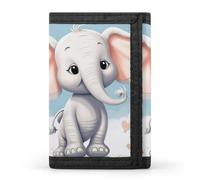 HETVBNS TriFold Wallet with 8 Card Slots & Keychain | Durable Polyester | Compact Cute Elephant Wallet for Travel