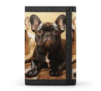 HETVBNS TriFold Wallet with 8 Card Slots & Keychain | Durable Polyester | Compact Cute French Bulldog Graphics Wallet for Travel
