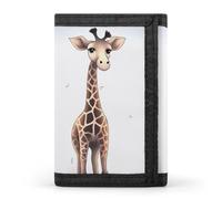 HETVBNS TriFold Wallet with 8 Card Slots & Keychain | Durable Polyester | Compact Cute Giraffe Wallet for Travel