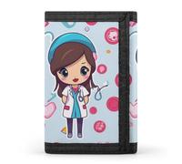 HETVBNS TriFold Wallet with 8 Card Slots & Keychain | Durable Polyester | Compact Cute Nurse Wallet for Travel