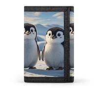 HETVBNS TriFold Wallet with 8 Card Slots & Keychain | Durable Polyester | Compact Cute Penguins Wallet for Travel