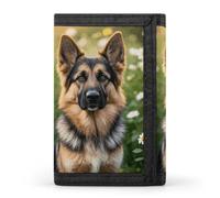 HETVBNS TriFold Wallet with 8 Card Slots & Keychain | Durable Polyester | Compact Cute Pet German Shepherd Dog Wallet for Travel