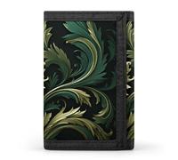 HETVBNS TriFold Wallet with 8 Card Slots & Keychain | Durable Polyester | Compact Dark Green And Green Style Wallet for Travel