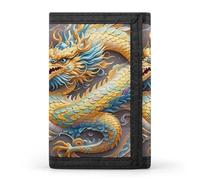 HETVBNS TriFold Wallet with 8 Card Slots & Keychain | Durable Polyester | Compact Dragon Art Wallet for Travel