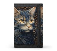 HETVBNS TriFold Wallet with 8 Card Slots & Keychain | Durable Polyester | Compact Drawing of A Cat Wallet for Travel