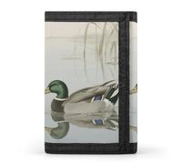 HETVBNS TriFold Wallet with 8 Card Slots & Keychain | Durable Polyester | Compact Duck Swimming Wallet for Travel