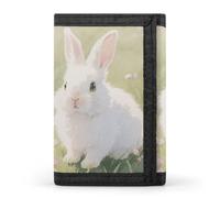 HETVBNS TriFold Wallet with 8 Card Slots & Keychain | Durable Polyester | Compact Easter Rabbit Wallet for Travel