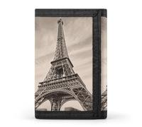 HETVBNS TriFold Wallet with 8 Card Slots & Keychain | Durable Polyester | Compact Eiffel Tower Pattern Wallet for Travel