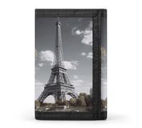 HETVBNS TriFold Wallet with 8 Card Slots & Keychain | Durable Polyester | Compact Eiffel Tower Wallet for Travel
