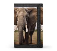 HETVBNS TriFold Wallet with 8 Card Slots & Keychain | Durable Polyester | Compact Elephant Wallet for Travel