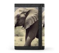 HETVBNS TriFold Wallet with 8 Card Slots & Keychain | Durable Polyester | Compact Elephants Animals Wallet for Travel