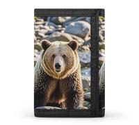 HETVBNS TriFold Wallet with 8 Card Slots & Keychain | Durable Polyester | Compact Encounter Animal Bear Wallet for Travel