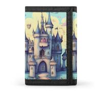 HETVBNS TriFold Wallet with 8 Card Slots & Keychain | Durable Polyester | Compact Fairytale Castle Wallet for Travel