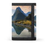 HETVBNS TriFold Wallet with 8 Card Slots & Keychain | Durable Polyester | Compact Fiordland National Park Wallet for Travel