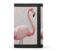 HETVBNS TriFold Wallet with 8 Card Slots & Keychain | Durable Polyester | Compact Flamingo Painting Wallet for Travel