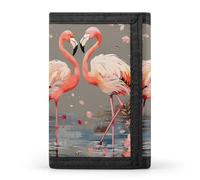 HETVBNS TriFold Wallet with 8 Card Slots & Keychain | Durable Polyester | Compact Flamingos And Flowers Wallet for Travel