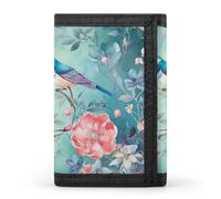 HETVBNS TriFold Wallet with 8 Card Slots & Keychain | Durable Polyester | Compact Flower And Bird Style Wallet for Travel
