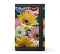 HETVBNS TriFold Wallet with 8 Card Slots & Keychain | Durable Polyester | Compact Flowers As Background Wallet for Travel