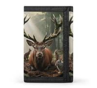 HETVBNS TriFold Wallet with 8 Card Slots & Keychain | Durable Polyester | Compact Forest Wildlife Wallet for Travel