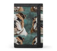 HETVBNS TriFold Wallet with 8 Card Slots & Keychain | Durable Polyester | Compact Funny English Bulldog Wallet for Travel