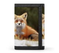 HETVBNS TriFold Wallet with 8 Card Slots & Keychain | Durable Polyester | Compact Funny Fox Wallet for Travel