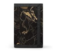 HETVBNS TriFold Wallet with 8 Card Slots & Keychain | Durable Polyester | Compact Gold Black Marble Wallet for Travel
