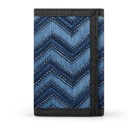 HETVBNS TriFold Wallet with 8 Card Slots & Keychain | Durable Polyester | Compact Gradient Blue Denim Wallet for Travel