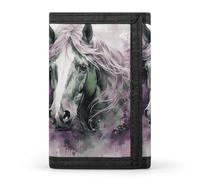 HETVBNS TriFold Wallet with 8 Card Slots & Keychain | Durable Polyester | Compact Green Horse Wallet for Travel