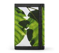 HETVBNS TriFold Wallet with 8 Card Slots & Keychain | Durable Polyester | Compact Green Leaves Pattern Wallet for Travel