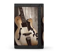 HETVBNS TriFold Wallet with 8 Card Slots & Keychain | Durable Polyester | Compact Guitar Pictures Wallet for Travel