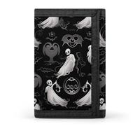 HETVBNS TriFold Wallet with 8 Card Slots & Keychain | Durable Polyester | Compact Halloween Goth Wallet for Travel