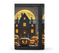HETVBNS TriFold Wallet with 8 Card Slots & Keychain | Durable Polyester | Compact Halloween Night Wallet for Travel