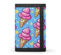 HETVBNS TriFold Wallet with 8 Card Slots & Keychain | Durable Polyester | Compact Ice Cream Cone Pattern Wallet for Travel